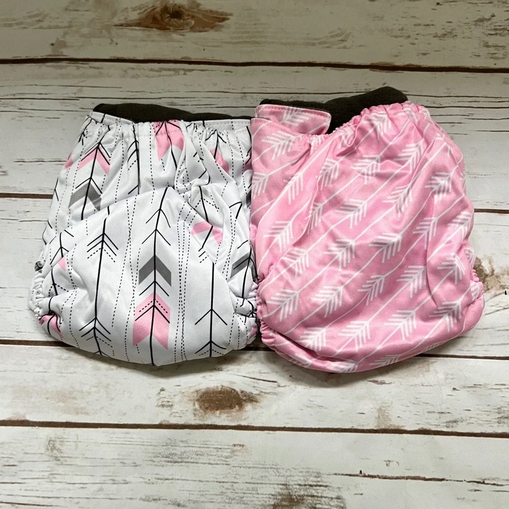 NEW Bumworks Cloth Diapers Pink Charcoal Double Gusset Bamboo Set of 2